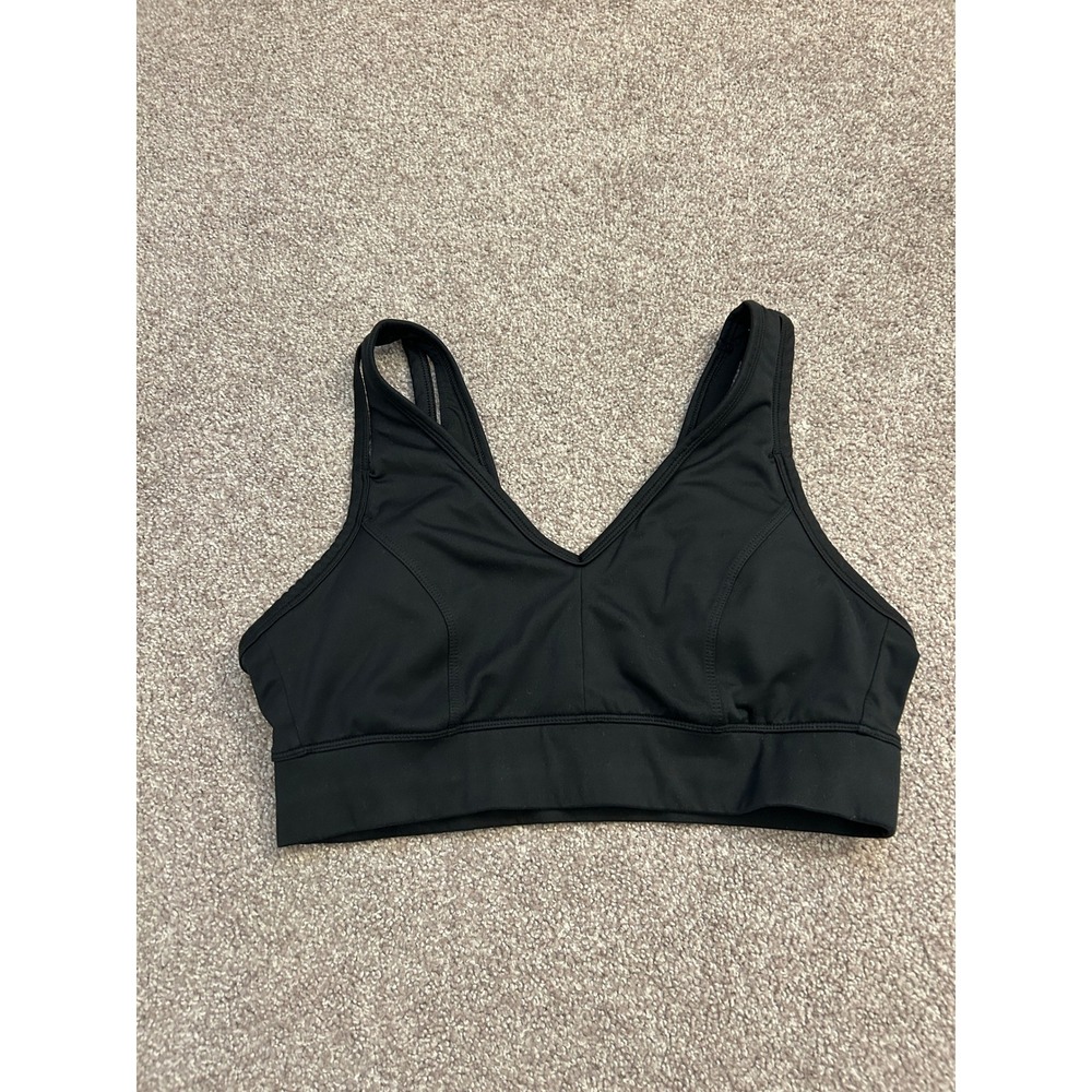 All in Motion Sports Bra Womens L Black Excellent V-Neck Double Strap Racerback